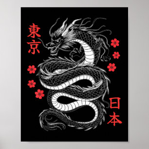 Japanska Dragon Tokyo Japan 80s Asian Mythical Ani Poster