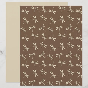 Japanska Dragonfly Mönster, Cream och Taupe Tan