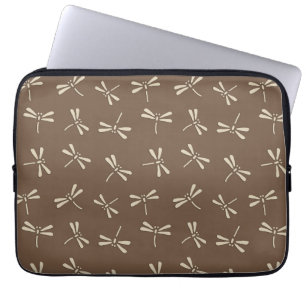 Japanska Dragonfly Mönster, Cream och Taupe Tan Laptop Fodral