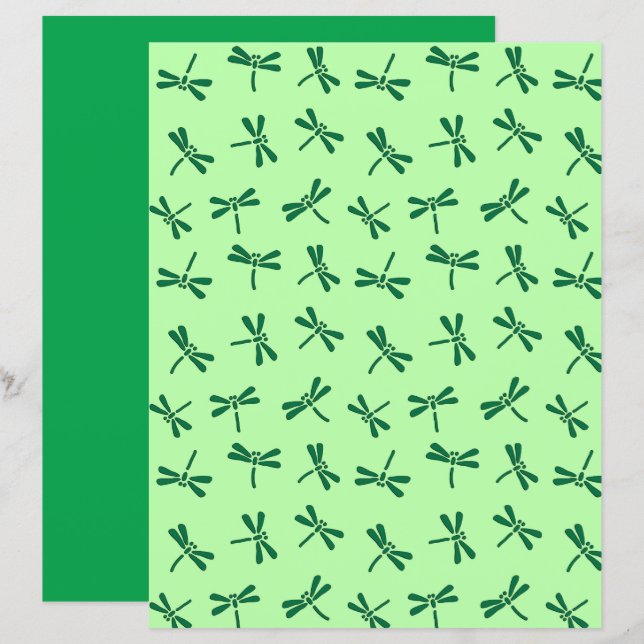 Japanska Dragonfly Mönster, Light Jade Grönt (Fram/baksida)