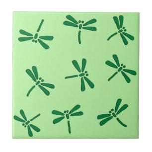 Japanska Dragonfly Mönster, Light Jade Grönt Kakelplatta