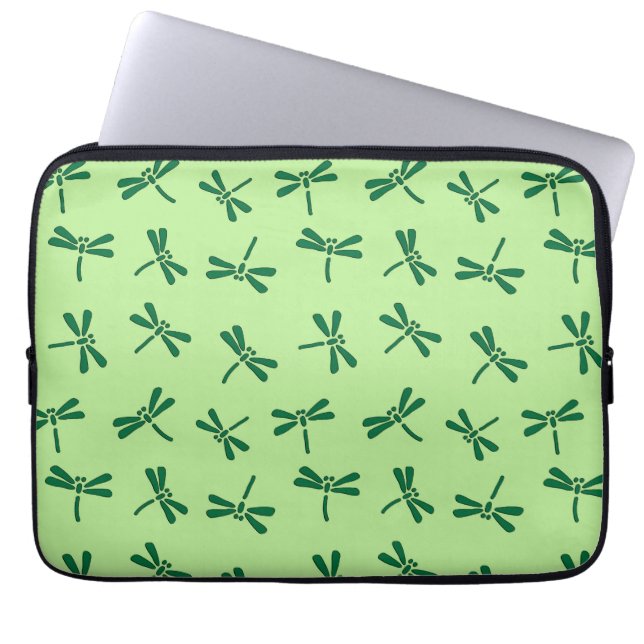 Japanska Dragonfly Mönster, Light Jade Grönt Laptop Sleeve (Framsidan)
