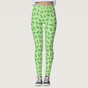 Japanska Dragonfly Mönster, Light Jade Grönt Leggings