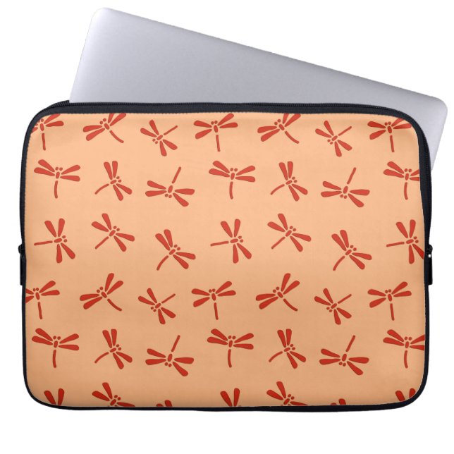 Japanska Dragonfly Mönster, Mandarin Orange Laptop Sleeve (Framsidan)
