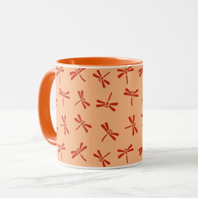 Japanska Dragonfly Mönster, Mandarin Orange Mugg (Framsida vänster)