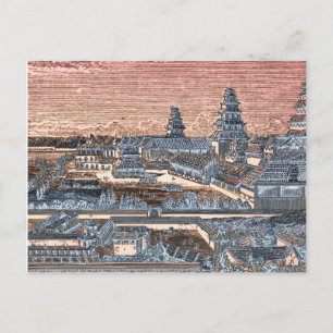 Japanska Edo Tokyo Castle Palace Complex Engraves Vykort