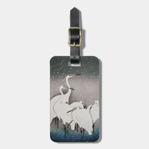 Japanska Egrets Koson Cranes Winter Snö Bagagebricka