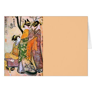 Japanska Engrave Three Geisha 1911 Hälsningskort