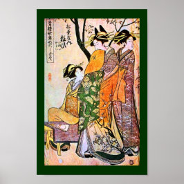 Japanska Engrave Three Geisha 1911 Poster
