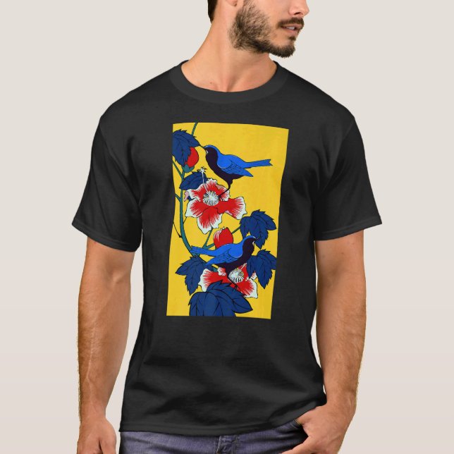 Japanska fågelblommor Träd Sakura-Blommar T Shirt (Framsida)