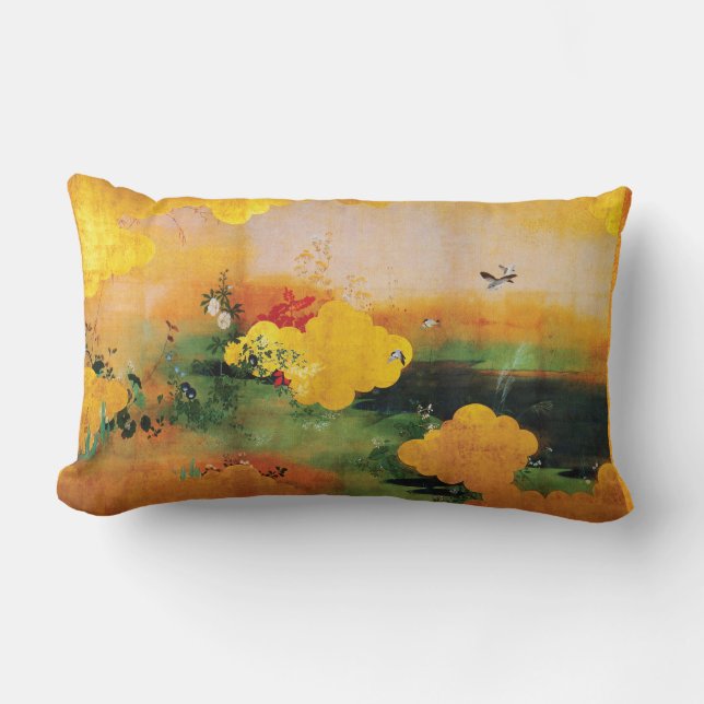 japanska fåglar för 1800s/blommor av de fyra lumbarkudde (Framsida)