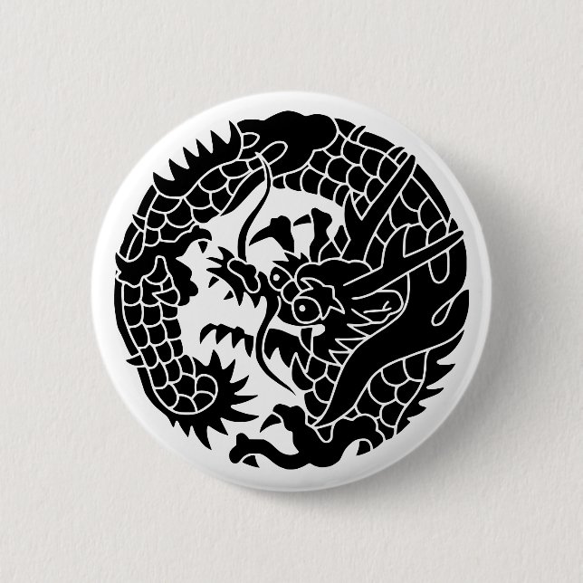 Japanska familjen Crest-Dragon Knapp (Framsida)