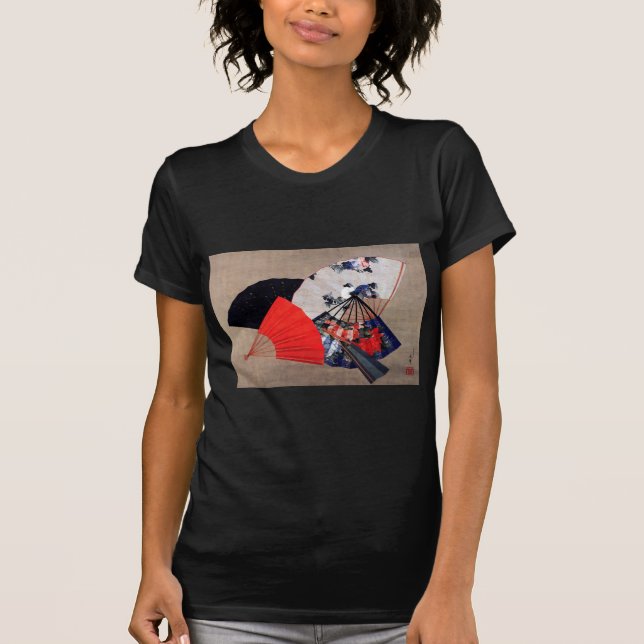 Japanska Fem Fläkt, Hokusai, Ukiyoe T Shirt (Framsida)
