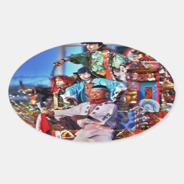 Japanska festival Tradition Ovalt Klistermärke