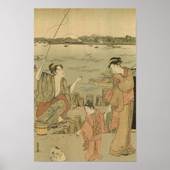 Japanska fiskare i träsnitt poster (Framsidan)