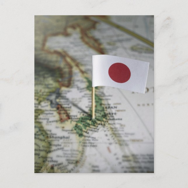 Japanska flagga i karta vykort (Framsida)