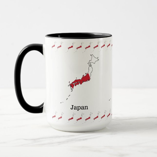 Japanska Flagga inom Karta Souvenir Design Mugg (Vänster)
