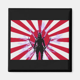 Japanska Flagga & Stigning Sol Samurai Warrior Magnet