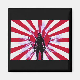 Japanska Flagga & Stigning Sol Samurai Warrior Magnet