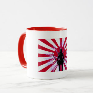 Japanska Flagga & Stigning Sol Samurai Warrior Mugg