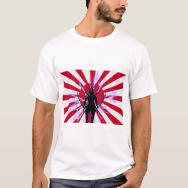 Japanska Flagga & Stigning Sol Samurai Warrior T Shirt