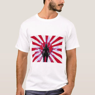 Japanska Flagga & Stigning Sol Samurai Warrior T Shirt