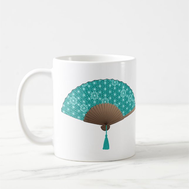 Japanska Fläkt i Asanoha mönster, turkos Kaffemugg (Vänster)