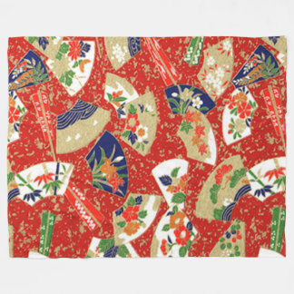 Japanska Fläkt i rött Fleecefilt