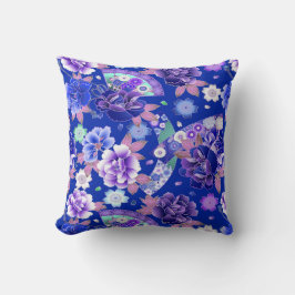 Japanska Fläkt och blommor Kudde