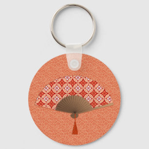 Japanska Fläkt, Shippo Motif, Mandarin Orange Keyc Nyckelring