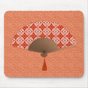 Japanska Fläkt, Shippo Motif, Mandarin Orange Musmatta