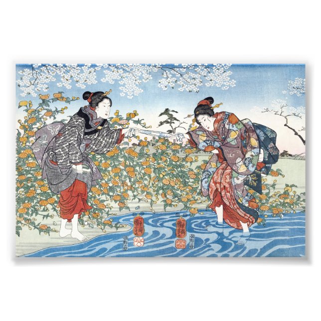 Japanska flickor av Ide Tama River Fototryck (Framsidan)
