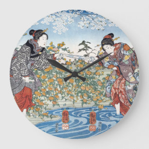 Japanska flickor av Ide Tama River Stor Klocka