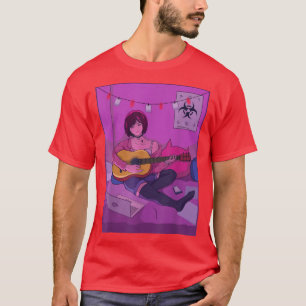 Japanska flickor som spelar Guitar Anime Manga Gra T Shirt