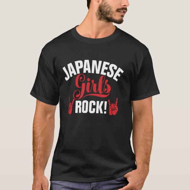 Japanska flickor Sten japansk Långärmad T Shirt (Framsida)