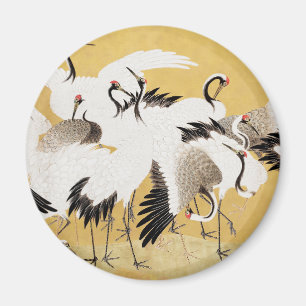 Japanska flockkranor Vintage Fågel Rik Klassisk Magnet