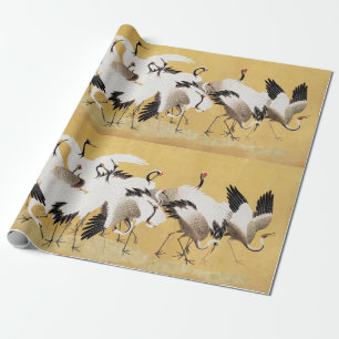 Japanska flockkranor Vintage Fågel Rik Klassisk Presentpapper