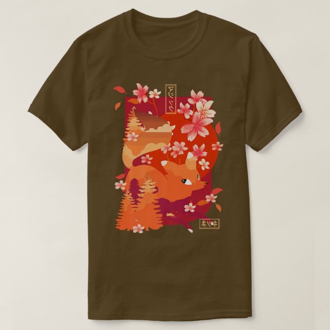 Japanska Fo Cherry Blommar Sakura T Shirt (Design framsida)