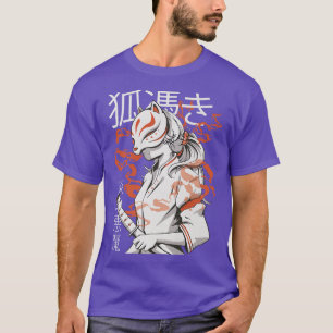 Japanska Fo Cute Funny Anime Kawaii Kitsune Kami I T Shirt