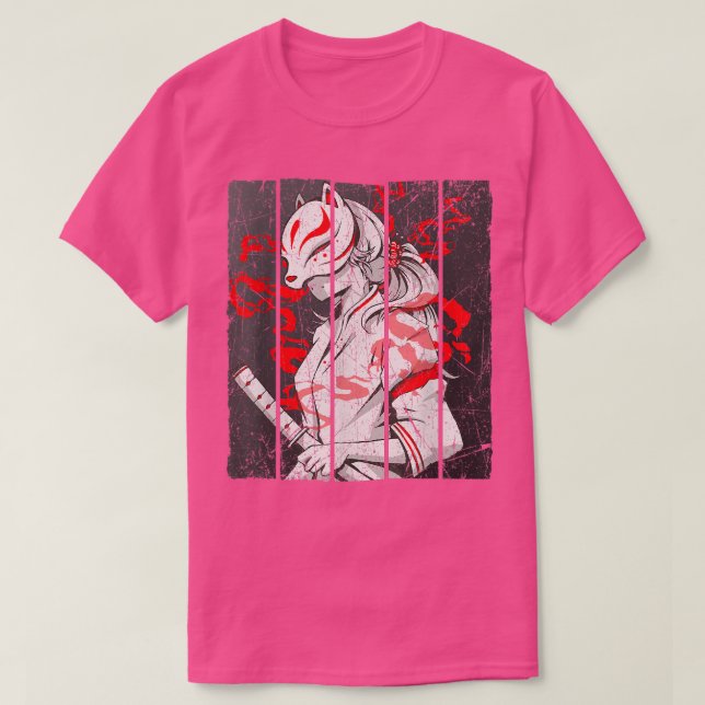 Japanska Fo Mask Aesthetic Kitsune Inari Anime Oni T Shirt (Design framsida)
