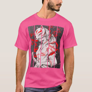 Japanska Fo Mask Aesthetic Kitsune Inari Anime Oni T Shirt