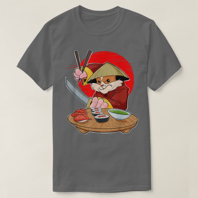 Japanska Food I Maki Älskare I Samurai Sushi Guine T Shirt (Design framsida)