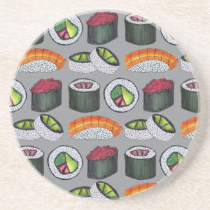 Japanska Food Sushi California Tuna Roll Nigiri Underlägg Sandsten