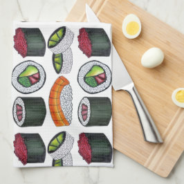 Japanska Food Sushi Tuna Roll Salmon Nigiri Foodie Kökshandduk