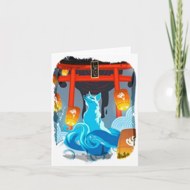 Japanska Fox och Pagoda - tackkort (Framsida)