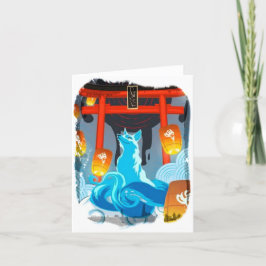 Japanska Fox och Pagoda - tackkort