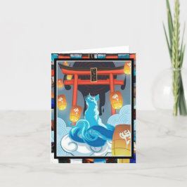 Japanska Fox och Pagoda - tackkort