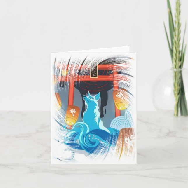 Japanska Fox och Pagoda - tackkort (Framsida)
