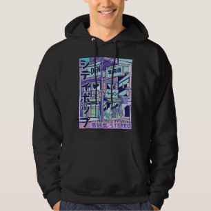 Japanska från City Pop Aesthetic Vaporwave Stil 80 Hoodie