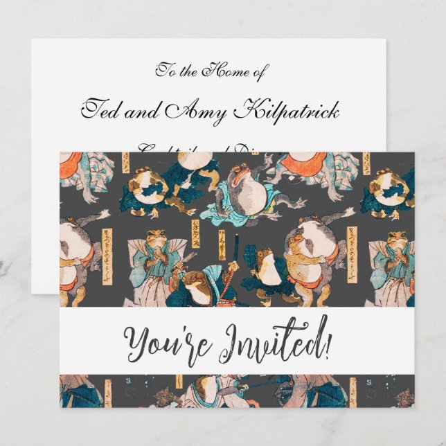 Japanska Frog ukiyo-e Froggies Inbjudningar (Fram/baksida)